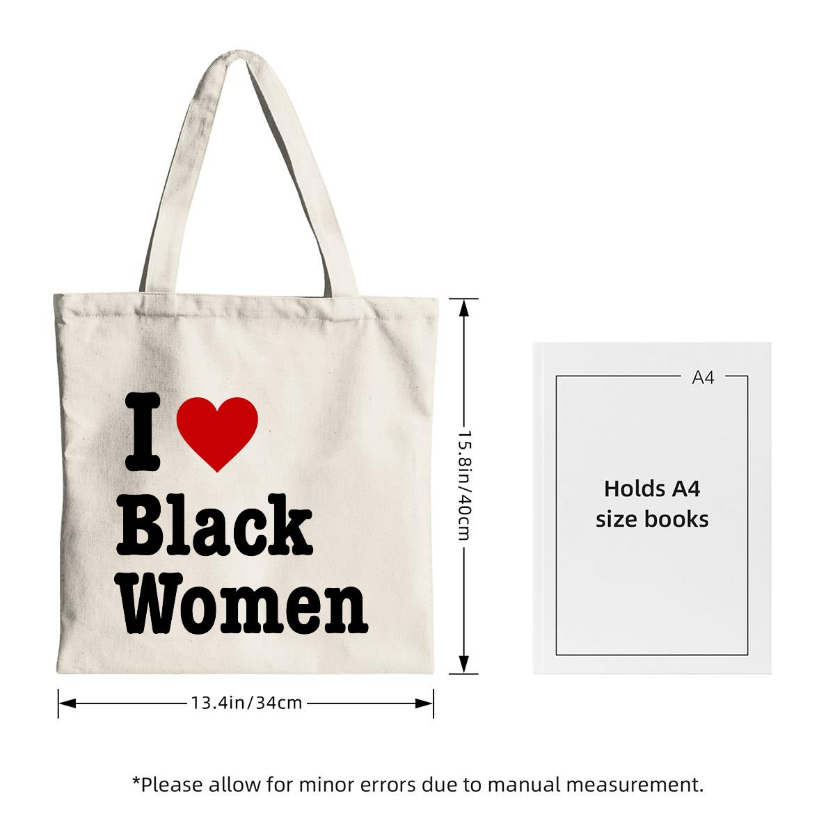 I Heart Black Women Canvas Tote